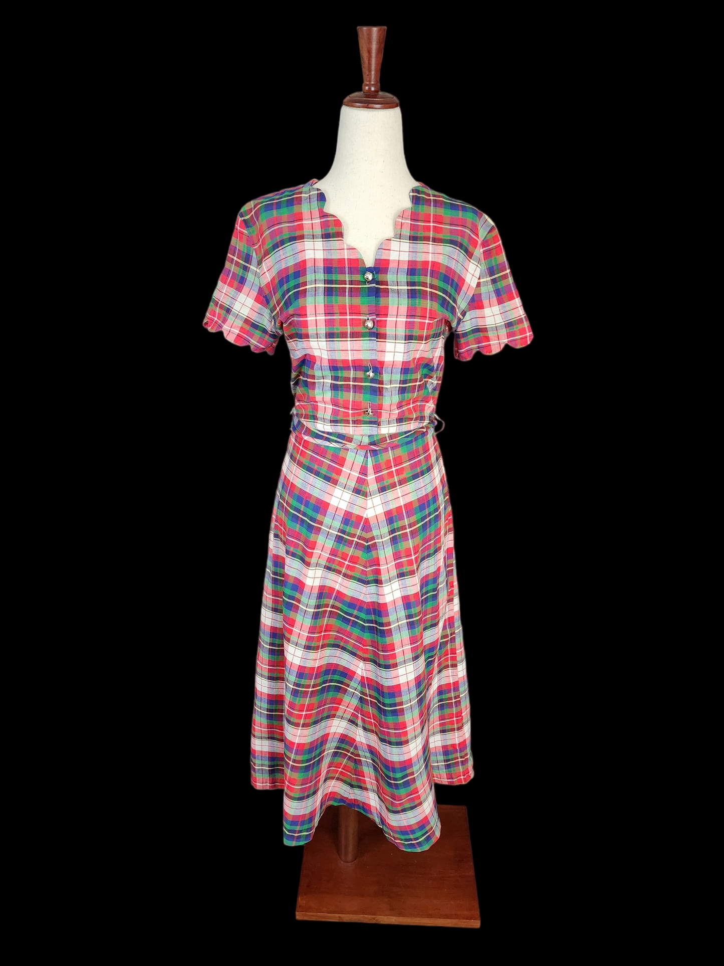 Vintage 1940s Joan Kenley Plaid Day Dress