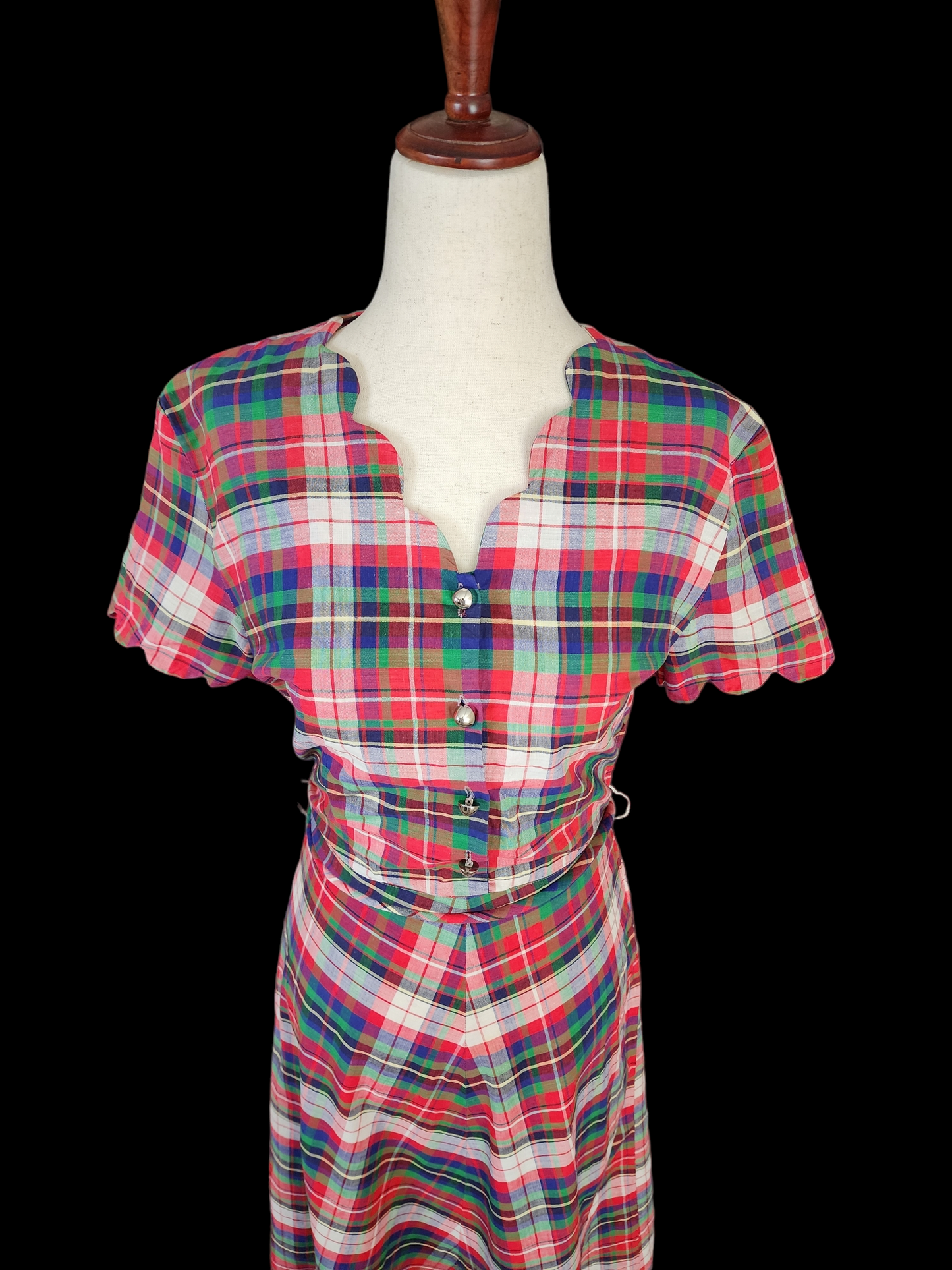Vintage 1940s Joan Kenley Plaid Day Dress