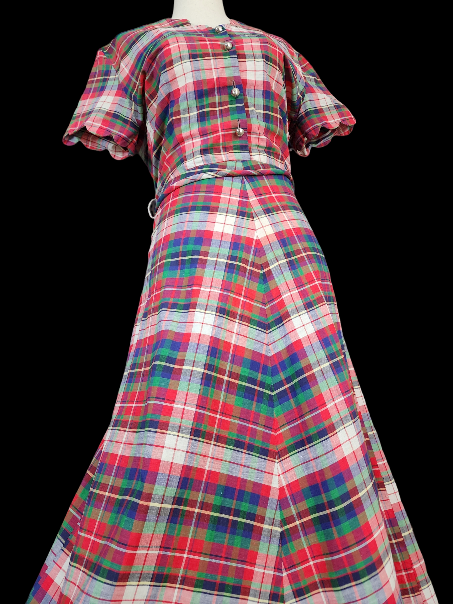 Vintage 1940s Joan Kenley Plaid Day Dress