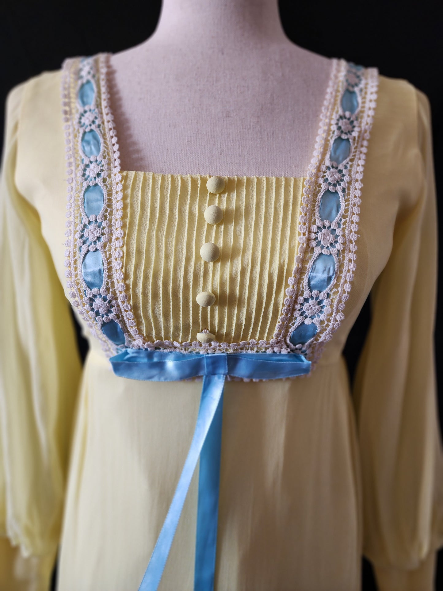 Vintage 1970s Yellow Chiffon gown