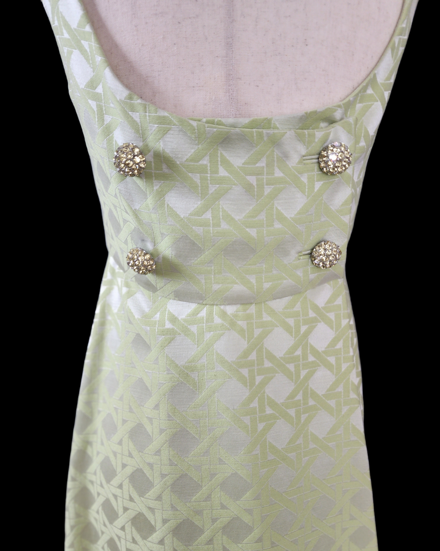 Vintage 1960s Montaldo's Brocade Mint Evening Gown