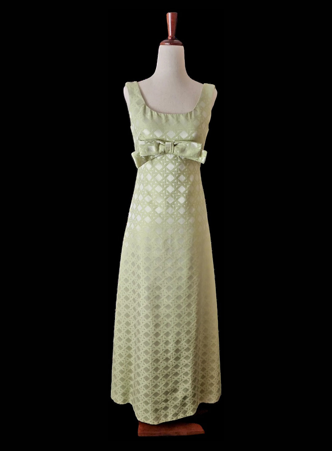 Vintage 1960s Montaldo's Brocade Mint Evening Gown