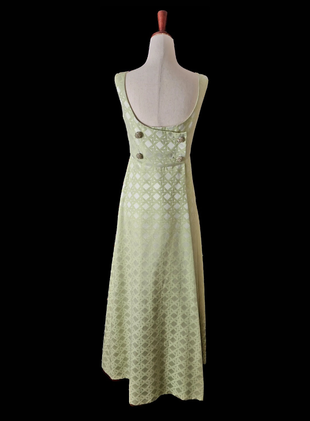 Vintage 1960s Montaldo's Brocade Mint Evening Gown